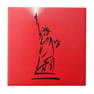 Azulejo De Cerâmica Vermelho NY Lady Liberty