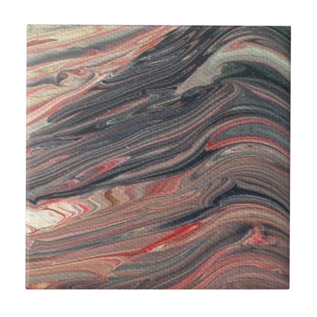 Azulejo De Cerâmica Vermelho, Preto, Branco (Frente)