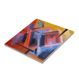 Azulejo De Cerâmica Vermelho Preto Cor-de-rosa Azul, Contemporâneo, Ar