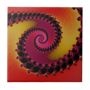 Azulejo De Cerâmica Vermelho Rosa e Amarelo - Espiral Espiral