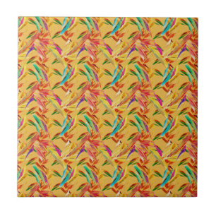 Azulejo De Cerâmica Vermelho Verde Azul Roxo Abstrato Floral Art Déco