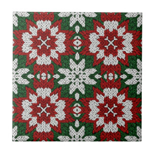 Azulejo De Cerâmica Vermelho Verde Branco Escandinavo Trico Inverno
