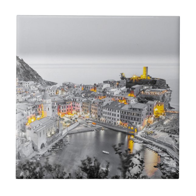 Azulejo De Cerâmica Vernazza Cinque Terre Liguria Itália Bônus de Arte (Frente)