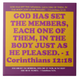 Azulejo De Cerâmica Verso da bíblia de 1 12:18 dos Corinthians.