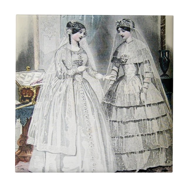 Azulejo De Cerâmica Vestidos Brancos Antigos (Frente)