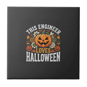 Azulejo De Cerâmica Vetor de Abóbora de Engenheiro de Halloween