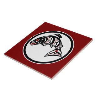 Azulejo De Cerâmica Vetor de Arte Negra Americana Nativa