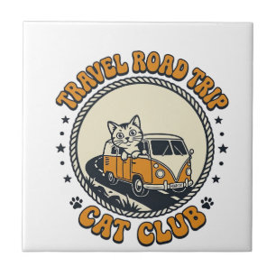 Azulejo De Cerâmica Viagem Camisa de Arte para Amante de Gato - Viagem
