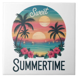 Azulejo De Cerâmica Viagem de Verão na Praia