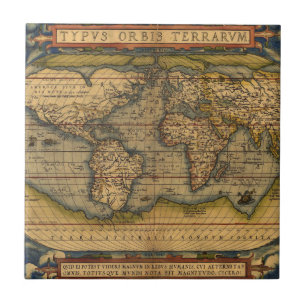 Azulejo De Cerâmica Viagem do Mapa Mundial Antiquado Ortelius Europa