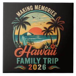 Azulejo De Cerâmica Viagem Familiar ao Havaí Pôr do Sol Tropical 2026