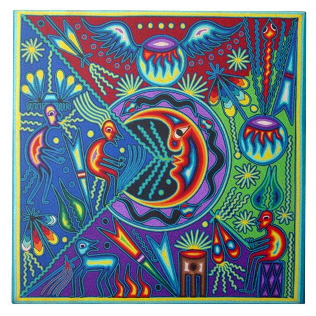 Azulejo De Cerâmica Viagem tribal maia mexicano de Boho da arte de (Frente)