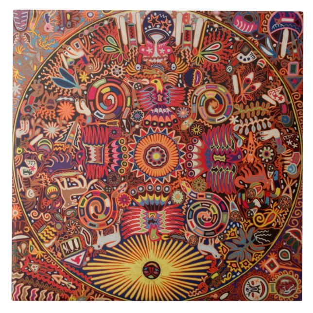 Azulejo De Cerâmica Viagem tribal maia mexicano de Boho da arte de (Frente)