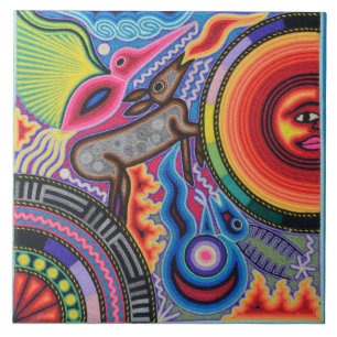 Azulejo De Cerâmica Viagem tribal maia mexicano de Boho da arte de