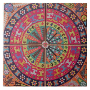 Azulejo De Cerâmica Viagem tribal maia mexicano de Boho da arte de