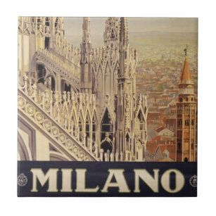 Azulejo De Cerâmica Viagens vintage Da Catedral De Milão, Itália