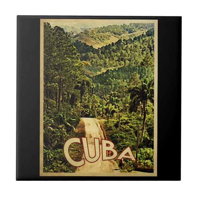Azulejo De Cerâmica Viagens vintage de Cuba (Frente)