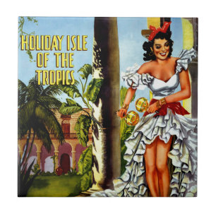 Azulejo De Cerâmica Viagens vintage de Dançarino Cubano