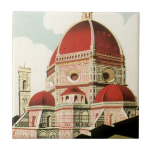Azulejo De Cerâmica Viagens vintage Florence Firenze Itália Church Duo