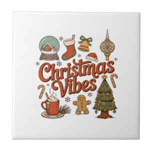 Azulejo De Cerâmica Vibrações de Natal Globo de Neve Homem de Biscoito