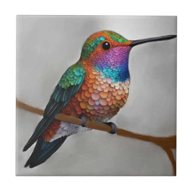 Azulejo De Cerâmica Vibrant Allen’s Hummingbird Painting (Frente)