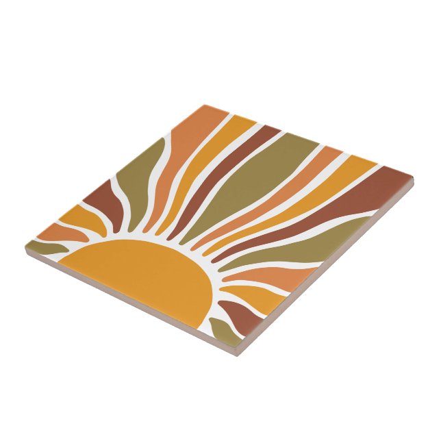 Azulejo De Cerâmica Vibrant Boho Terracotta Dourado Sun (Lateral)
