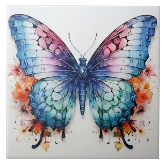 Azulejo De Cerâmica vibrant color butterfly (Frente)