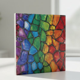 Azulejo De Cerâmica Vibrant Rainbow Pride Glass Mosaic
