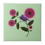 Azulejo De Cerâmica Vibrant Spring Floral with Cute Purple Bird Art<br><div class="desc">Bring the freshness of the garden into your home with this beautiful Spring illustration. Featuring a chubby purple bird resting on a flowering branch, surrounded by vibrant deep pink blooms and lush green leaves. This cheerful design is perfect for celebrating the season of new beginnings. It looks stunning on tote...</div>