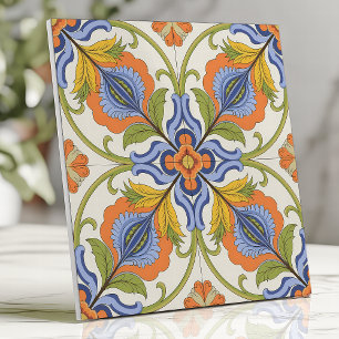 Azulejo De Cerâmica Vibrante Floral Mediterrâneo em Majólica
