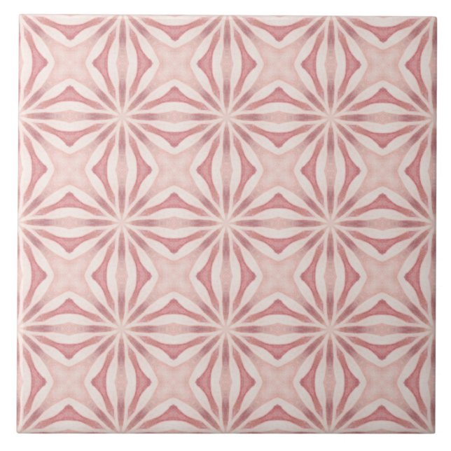 Azulejo De Cerâmica Vibrante rosa geométrico mediterrânico inspirado (Frente)