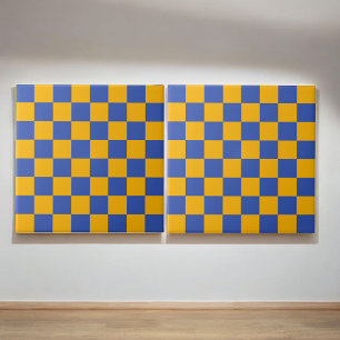 Azulejo De Cerâmica Vibrante Verificado com Azul Negrito e Amarelo Ret
