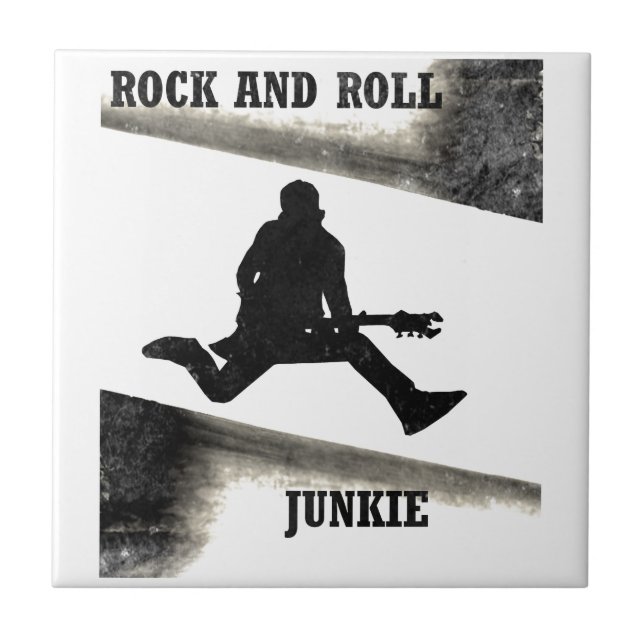Azulejo De Cerâmica Viciado em Rock and Roll (Frente)