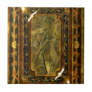 Azulejo De Cerâmica Victorian do vintage do ouro de Brown elegante