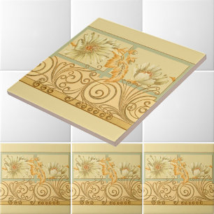 Azulejo De Cerâmica Victorian Era Art Nouveau Floral Scroll Frieze