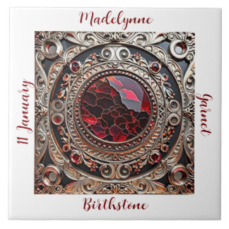 Azulejo De Cerâmica Victorian Garnet January Birthstone