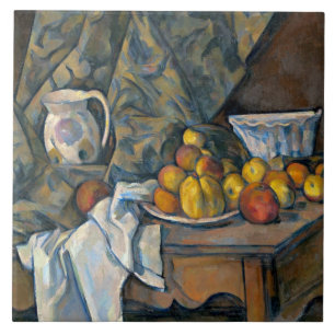 Azulejo De Cerâmica Vida de Paul Cezanne ainda com maçãs e pêssegos,