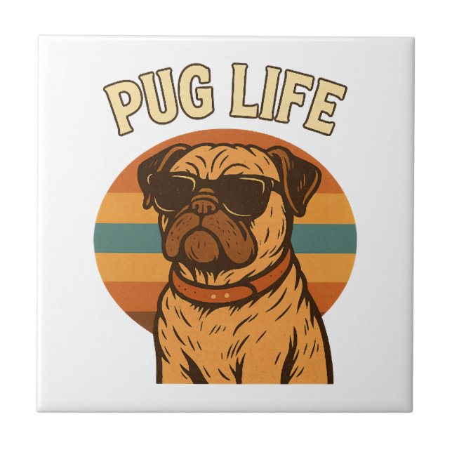 Azulejo De Cerâmica Vida de Pug (Frente)