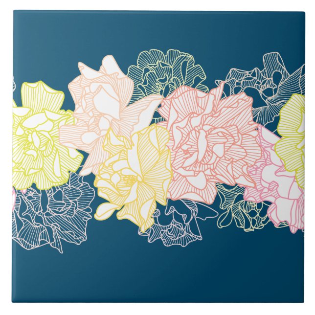 Azulejo De Cerâmica Vida Doméstica Floral de Padrão Botânico (Frente)