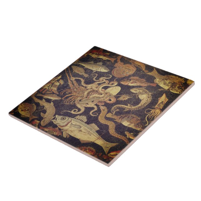 Azulejo De Cerâmica Vida marinha, mosaico de Pompeia (Lateral)