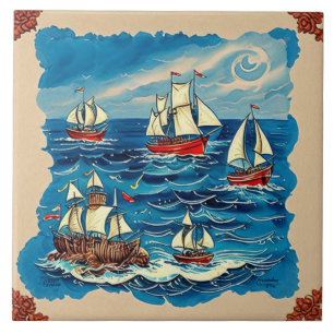 Azulejo De Cerâmica Vida marinha náutica tradicional arte cerâmica n.o