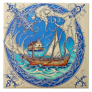 Azulejo De Cerâmica Vida marinha náutica tradicional arte cerâmica n.o