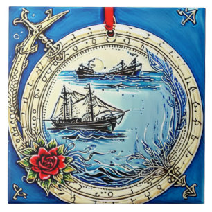 Azulejo De Cerâmica Vida marinha náutica tradicional arte cerâmica n.o