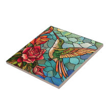 Vidro achatado Hummingbird Floral