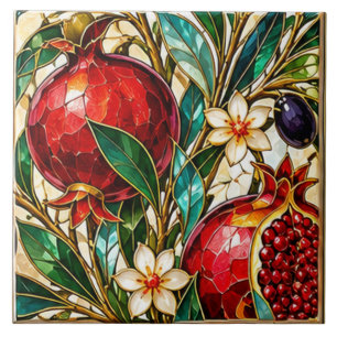 Azulejo De Cerâmica Vidro de Damascus & Romã Otomana