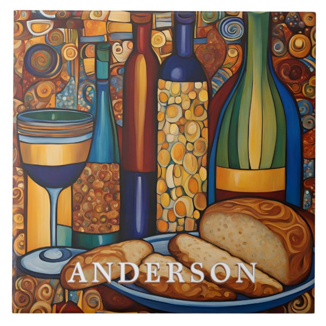 Azulejo De Cerâmica Vidro de Vinho ouro Vida Estática (Frente)