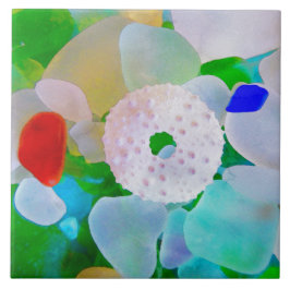 Azulejo De Cerâmica Vidro do mar e diabrete de mar Shell