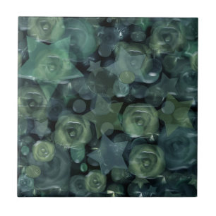 Azulejo De Cerâmica Vidro, estrelas, rosas