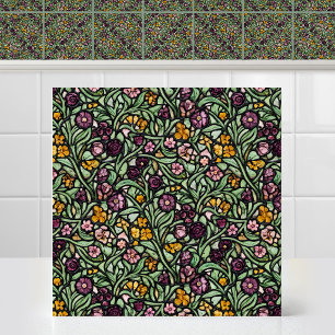 Azulejo De Cerâmica Vidro Manchado Floral Vitoriano Millefleur