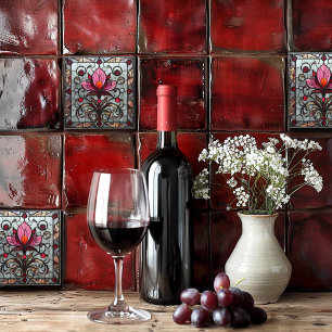 Azulejo De Cerâmica Vidro Sombreado Flor Rosa Vermelha